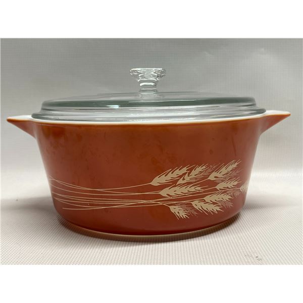 Vintage Pyrex Wheat Pattern 475B Casserole w/Lid 2.5 Qt