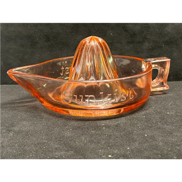 Vintage Pink Sunkist Orange/Lemon Juice Glass Reamer (Approx: 8.5" W 3.5"T)