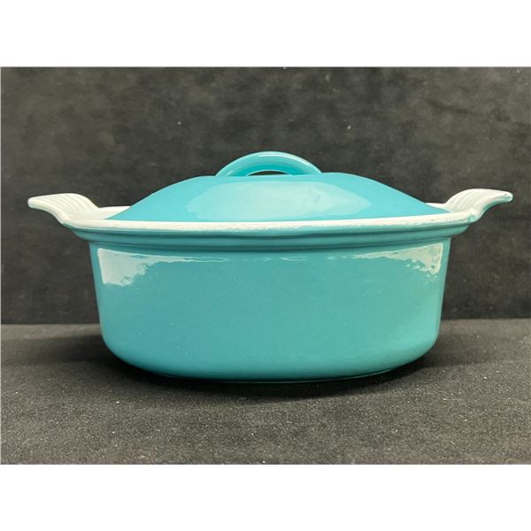 Blue Cast Iron Enamel Casserole w/Lid - Smaller (Approx: 8.5 x 5.5" )