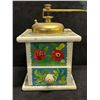 Image 2 : Vintage Wooden Handpainted Manual Coffee Grinder (Approx: 7.5"T 6"W)