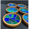 Image 2 : 6 Mid Century Wood / Mosaic Tile Drink Coasters 3.5"