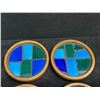 Image 5 : 6 Mid Century Wood / Mosaic Tile Drink Coasters 3.5"