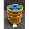 Image 7 : 6 Mid Century Wood / Mosaic Tile Drink Coasters 3.5"