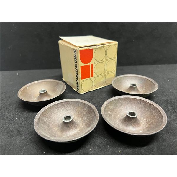 4 Mid Century Denco Denmark Metal Candle Holders w/box 2.5"