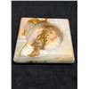 Image 6 : 2 Vintage Alabaster & Onyx? Ashtrays (larger approx: 4.75 x 4.75" )