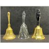 Image 1 : 3 Metal & Crystal Glass Bells (taller approx: 6.25")
