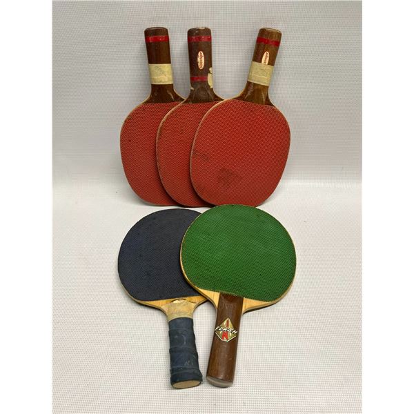 5 Vintage Wooden Ping Pong / Table Tennis Paddles (approx: 10.5")