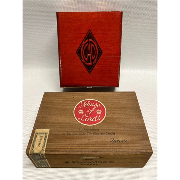 2 Wooden Cigar / Storage Boxes (largest approx: 9 x 6" )