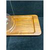 Image 3 : Vintage Mandalay Genuine Teak Serving Tray / Cheese Tray - Plastic dome (approx: 15x8")