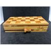 Image 7 : Fold-Up Wooden Checkers & Chess Set - Looks complete (about 10.5x10")