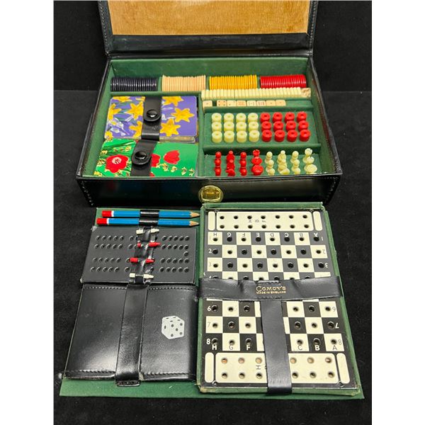 Vintage Comoy's England Game Set In Travel Case (Approx 8.5x6.5")