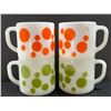 Image 1 : 4 HTF Vintage Federal Milk Glass Polka Dot Coffee Mugs 3"