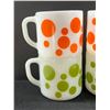 Image 2 : 4 HTF Vintage Federal Milk Glass Polka Dot Coffee Mugs 3"