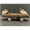 Image 5 : Stick Welded Folk Art Steel Log Ashtray (approx: 8"W 3.5"T & 6.25"D)
