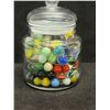 Image 2 : Jar of Marbles - Smaller Jar approx: 5"T & 4"W