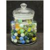 Image 3 : Jar of Marbles - Smaller Jar approx: 5"T & 4"W