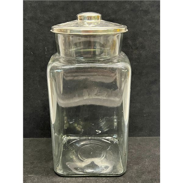 Vintage Glass Candy Store Jar / Storage Canister with Lid (approx: 10 T 5 W)