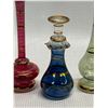 Image 2 : 3 Mini Decorative Art Glass Genie Bottles Decanters - Miniatures (tallest about 4.75")