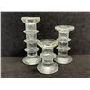 Image 1 : 3 Vintage Textured Art Glass Candle Stick Holders (tallest is about 6")