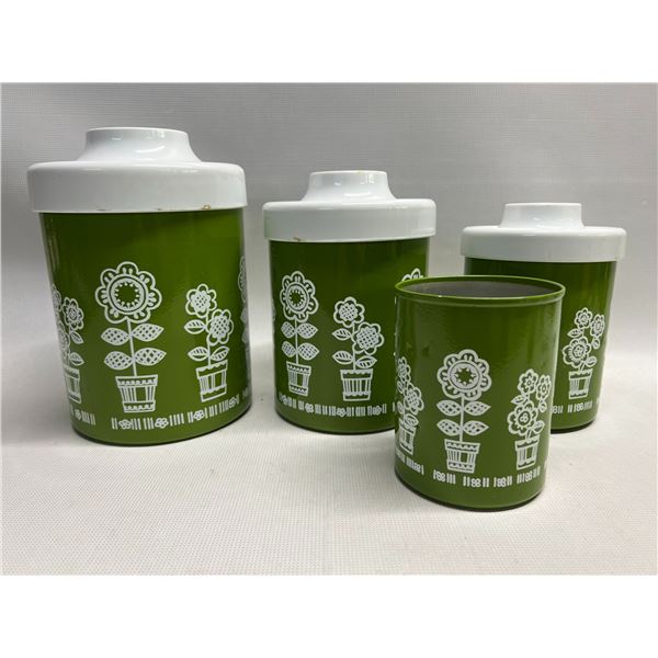 Vintage Metal Canister Set (largest canister is about 9"T and 6"W)
