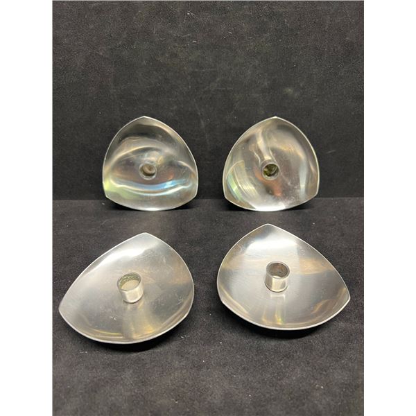 4 Danish Stainless Steel Taper Candle Stick Holders 3"