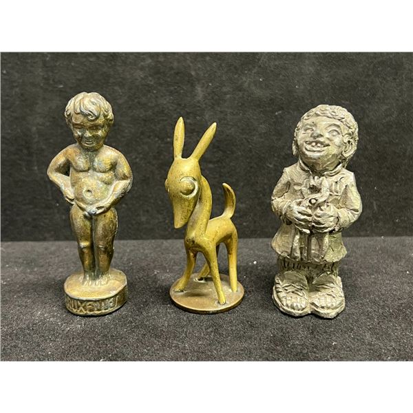 3 Small Metal Decorative Figurines (tallest approx: 3")