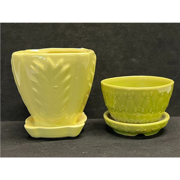 2 Small Ceramic Planter Vases (larger is about 4"T 4"W)
