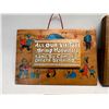 Image 2 : 4 Vintage Wooden Decorative Signs (large rectangle is about 11x7" round is about 9")