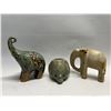 Image 1 : 3 Decorative Elephant Figures - Ceramic & Stone (Tallest approx: 7.5")