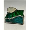 Image 2 : 3 Decorative Glass Items - Stained Glass & Etched Glass (tallest is about 7x4")