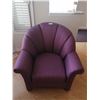 Image 1 : Upholstered Shell-Backed Purple Armchair