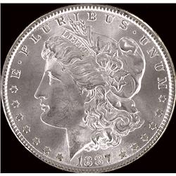 GEM 1887 SILVER MORGAN DOLLAR-MS65