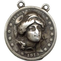 RARE 1913 SILVER BARBER POP OUT QUARTER