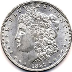 BETTER DATE 1887-O US MORGAN SILVER DOLLAR-MS64