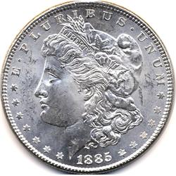 NICE 1885 US SILVER MORGAN DOLLAR-MS63