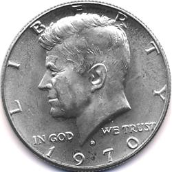 1970-D US KENNEDY HALF DOLLAR-BU