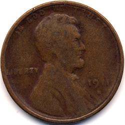 RARE 1911-S LINCOLN CENT-CIRC