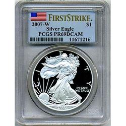 5-2007-W US SILVER EAGLE PROOF-PCGS PR69 DCAM