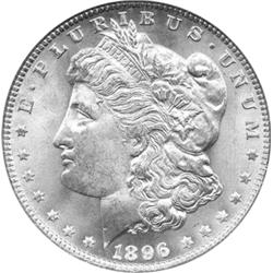 GEM 1896 US MORGAN SILVER DOLLAR-MS65/66