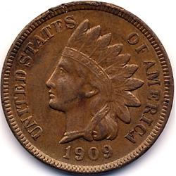 1909 US INDIAN HEAD CENT-AU55