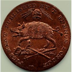 1795 GREAT BRITAIN PIGS MEAT THOMAS SPENCE CONDOR TOKEN-MS65