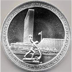 1970 20th ANNIVERSARY SILVER MEDAL UNITED NATIONS-PROOF LIKE
