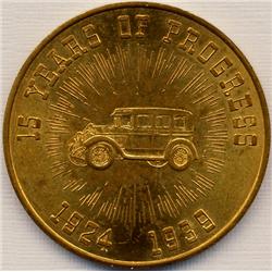 1924-1939 "BE MODERN BUY CHRYSLER",  GILT BRONZE MEDAL-UNC