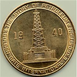 1940 GOLDEN GATE INTERNATIONAL EXPO PETROLUEM SO CALLED DOLLAR, HK-483, R-2, GILT BRONZE