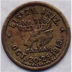 RARE 1913 BISBEE AZ. MOOSE LODGE TRADE TOKEN, GOOD FOR $5 IN MOOSE MONEY-INC