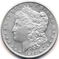 1897-S US MORGAN SILVER DOLLAR-AU58