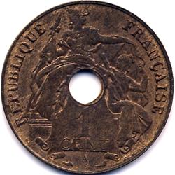 1926 A FRENCH INDO CHINA ONE CENT-UNC
