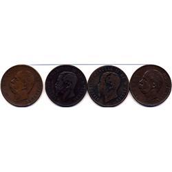 4-BETTER DATE 10 CENTESIMI ITALIAN COPPER COINS-CIRC