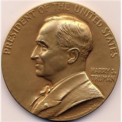 1945 3" BRONZE MEDAL HARRY TRUMAN INAUGURATED-GEM
