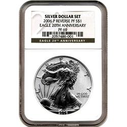 2006-W $1 Silver Eagle - Reverse Proof NGC Proof 69 20th Anniversary